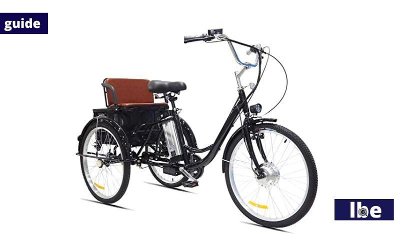 Triciclo elettrico per adulti a 3 ruote con seggiolino per bambini, carrello della spesa indipendente da 350 W elettricità_assistenza_pedale adatto per donne_uomini_anziani_bambini (nero)